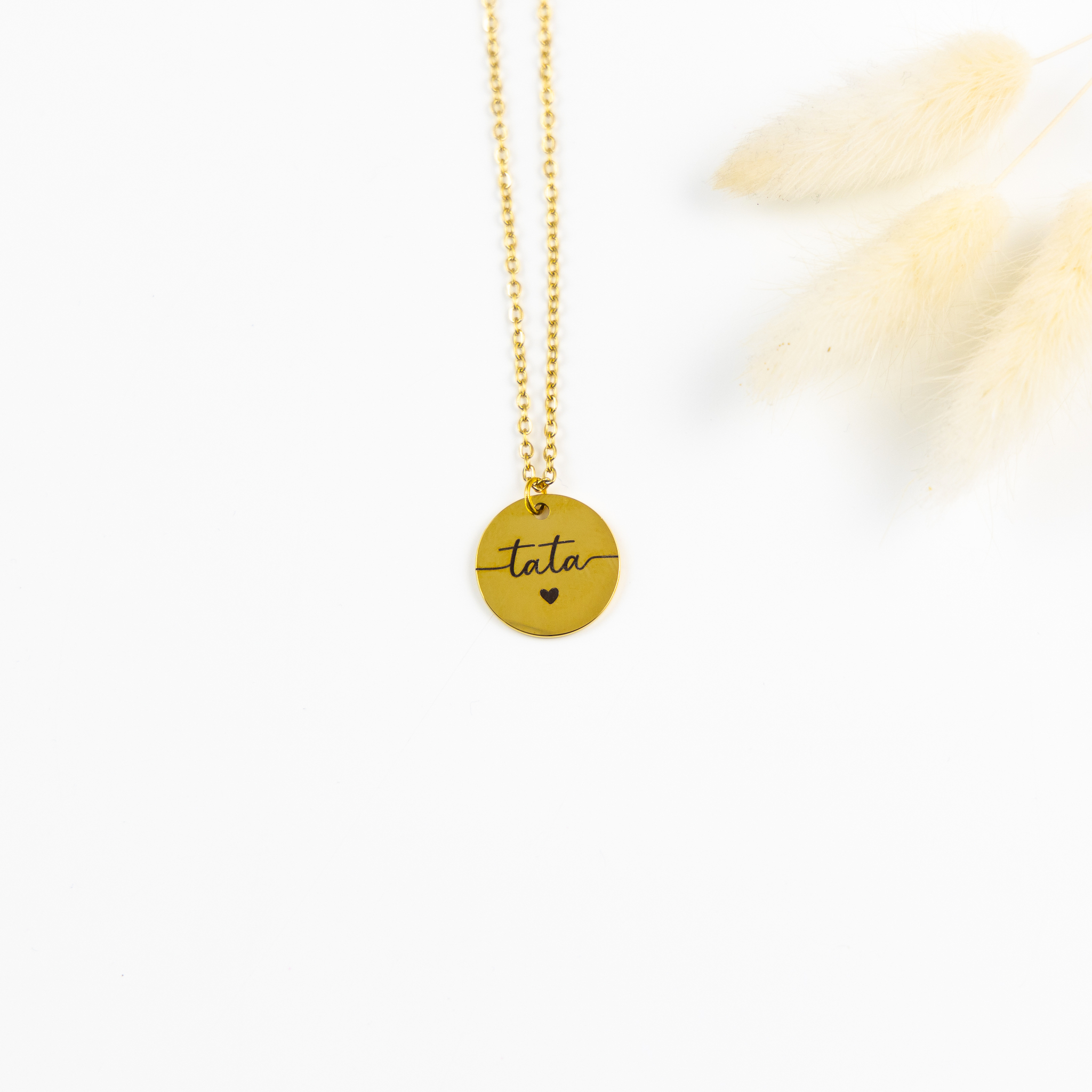 Collier médaille Grande Soeur personnalisable doré – Roselayette