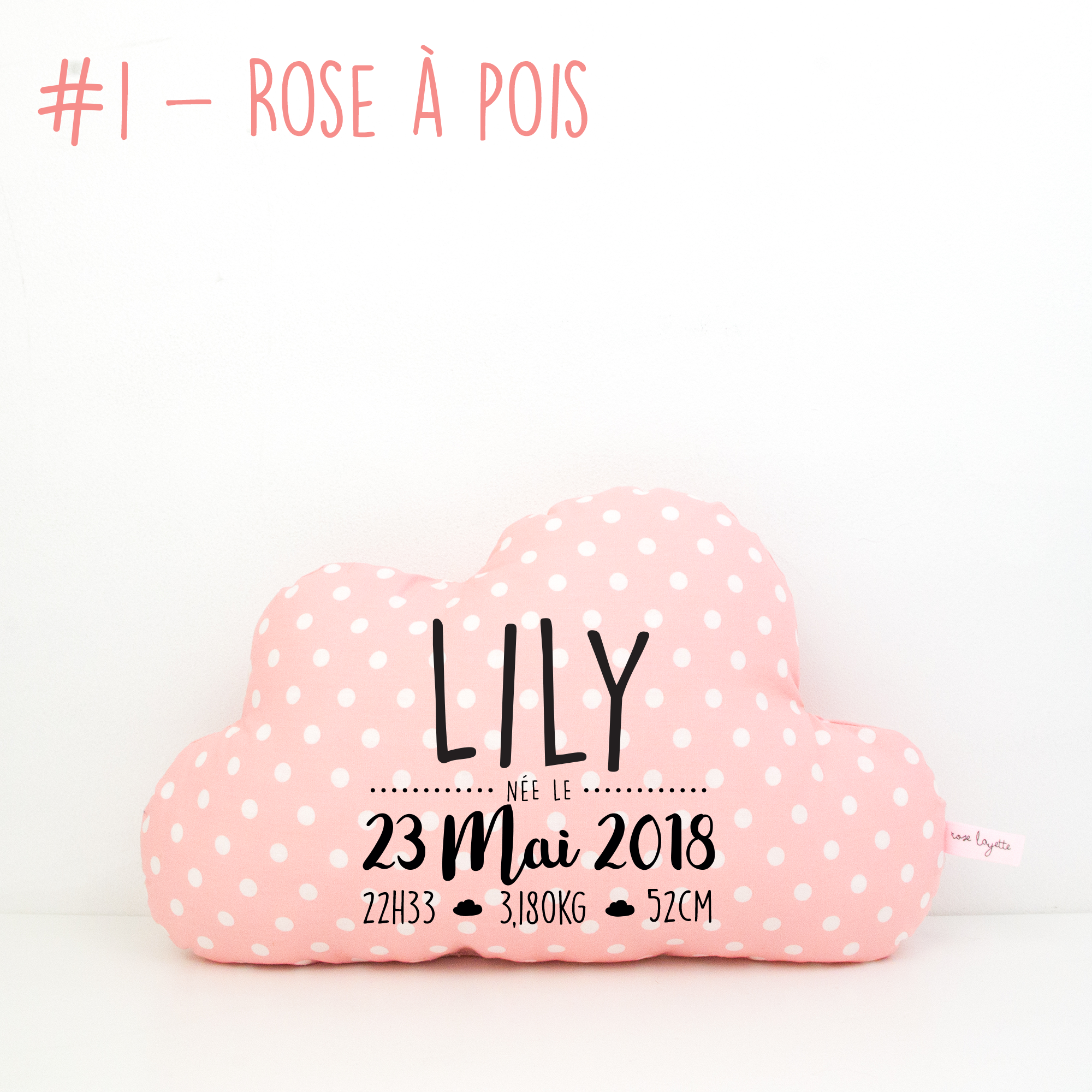 Coussin nuage rose